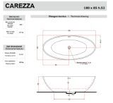 Изображение Ванна зі штучного каменю Treesse Carezza, 180х85, окремостояча Bianco Lucido